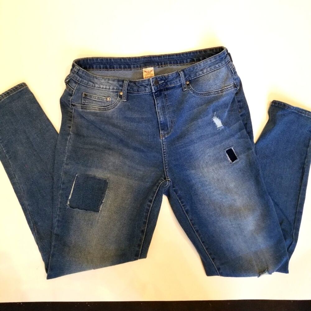Faded Glory Skinny Stretch Patched Jeggings Comfortable‎ Back Pockets Size 14